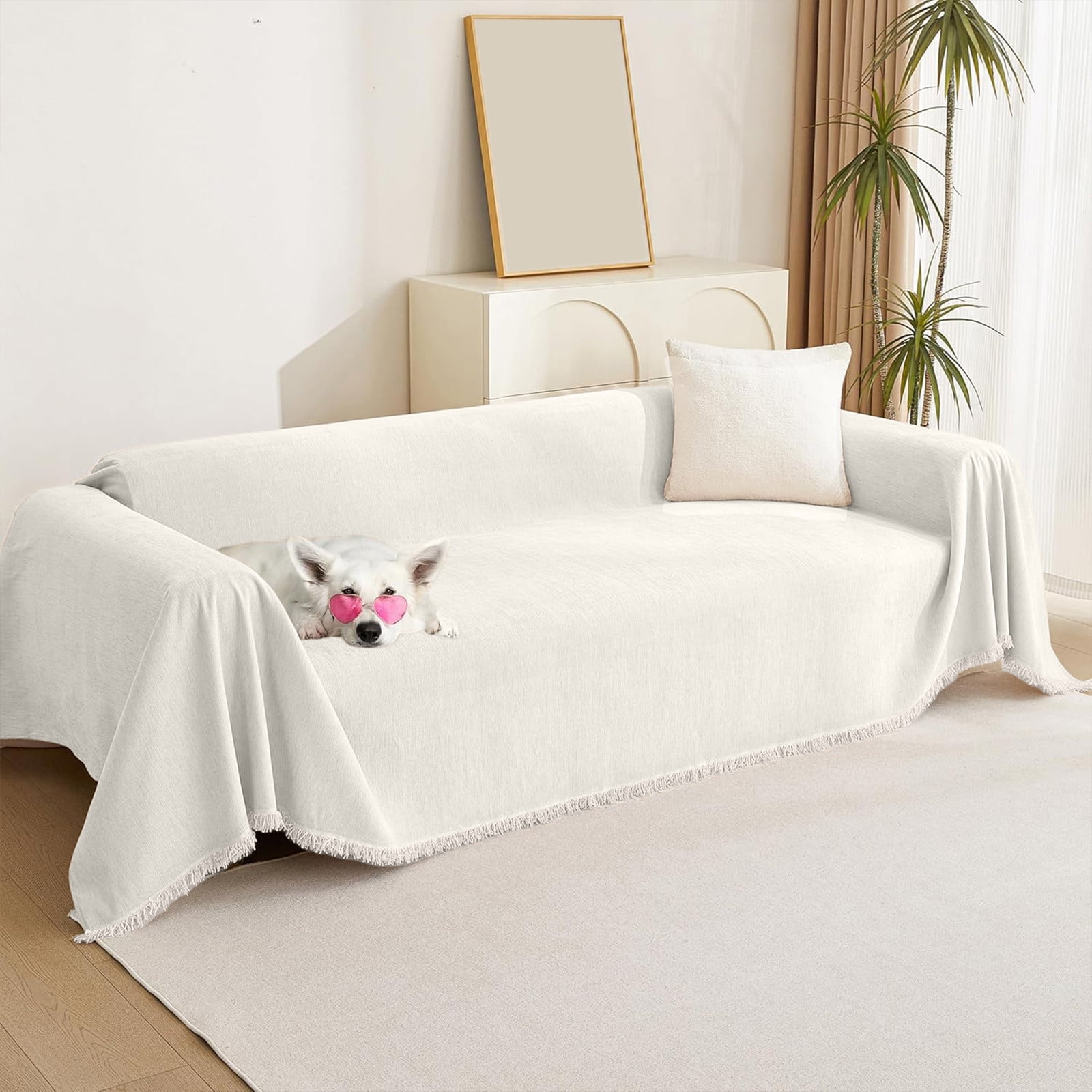Lunxisen 3 Pcs Couch Cover Sheet Blanket, Oversized Reversible Couch Covers, Extra Large Furniture Decoration Cover Sofa Slipcovers, Sectional Protector for Cats Dogs(150*90cm)
