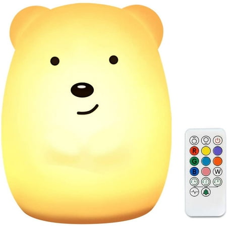 

LED night light children remote control night lamp baby night light made of silicone with touch-portable for decoration gift