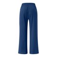 thumbnail image 5 of Summer Savings Clearance 2023! TAGOLD Womens Summer Pants,Women's Spring And Autumn Solid Color Elastic Waist Cotton Linen Versatile Straight Tube Casual Wide Leg Pants, 5 of 5