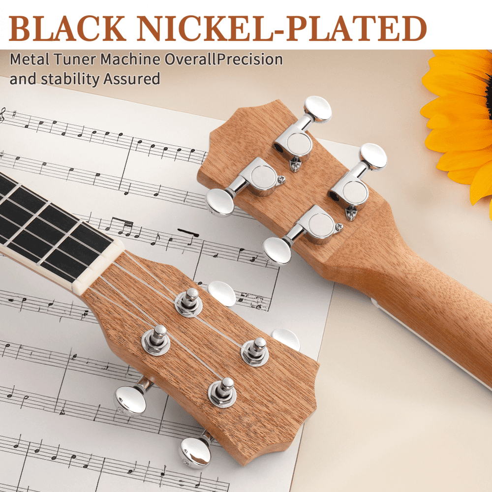 Tcbosik 23 inch Ukulele for Beginners Adults, 4 Strings Starter Kit with Bag, Capo. Strap, Pick, Wrench Tool and Dust Cloth, Natural