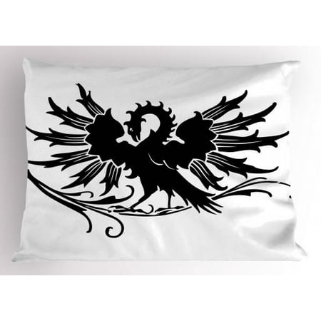 - Celtic Pillow Sham Abstract Fantasy Animal Medieval Eagle Symbol for Culture and Tattoo Design, Decorative Standard Size Printed Pillowcase, 26 X 20 Inches, Black and White, by Ambesonne