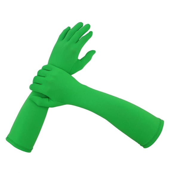 Guantes, máscara y capucha para fotografía de pantalla verde con teclado cromático