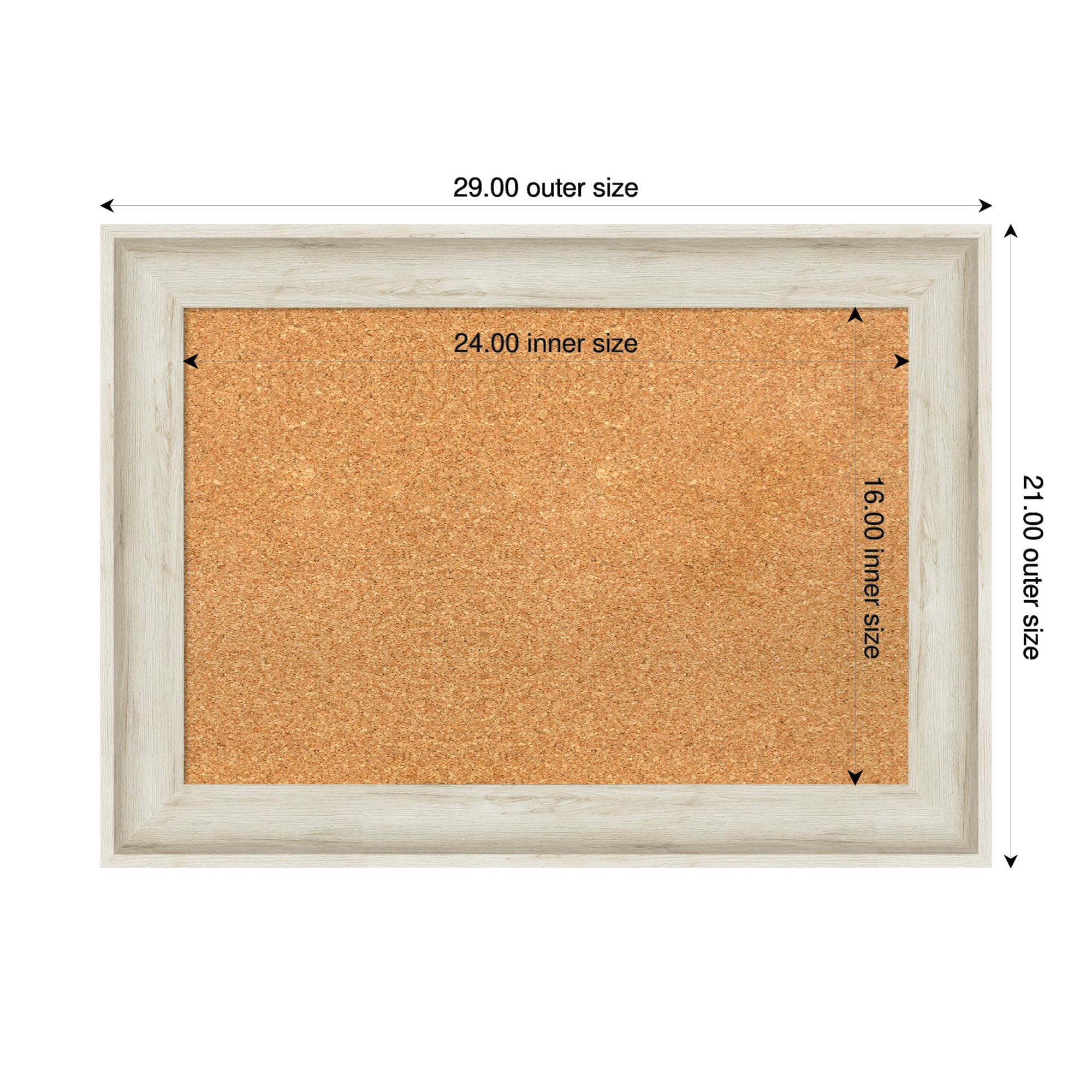 Amanti Art Natural Cork Board Framed Regal Birch Cream Bulletin Board 29 in. x 21 in.