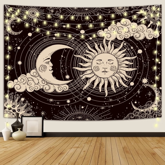 7x5ft Celestial Sun and Moon Tapestry Wall Hanging for Bedroom Decor