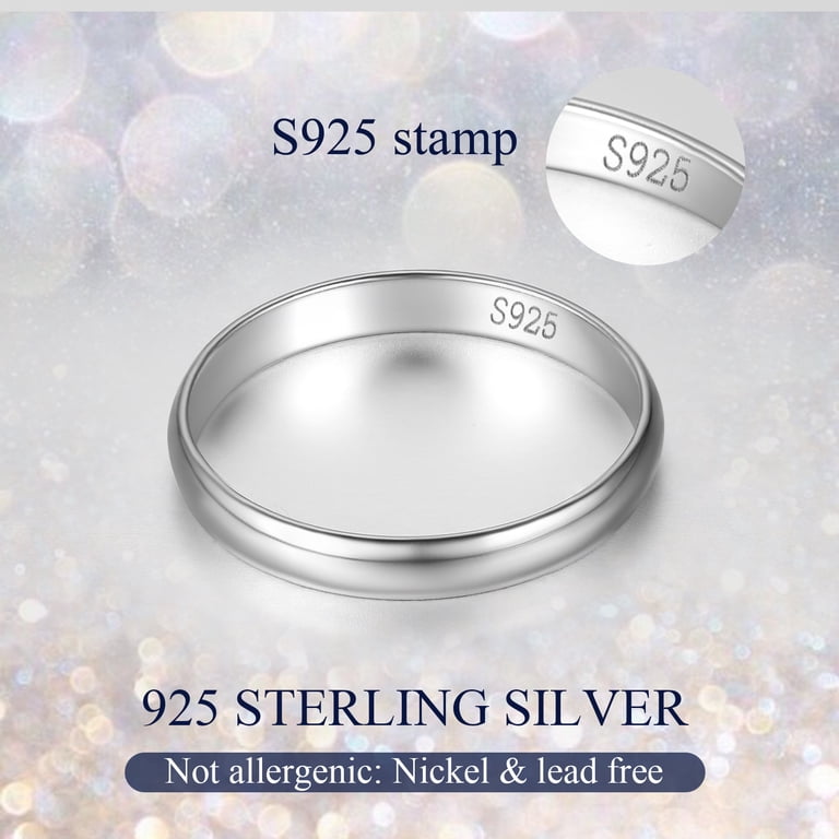 Eastlily Simple Silver Rings For Women 2mm Titanium Steel Rings For