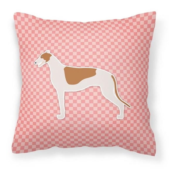 Carolines Treasures BB3605PW1818 Greyhound Checkerboard Pink Fabric Decorative Pillow