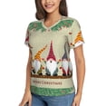 thumbnail image 2 of Vsdgher Christmas Card With Gnomes Women Shirts V Neck Short Sleeve Tops T-Shirt Basic Tees, S to 3XLSmall, 2 of 5