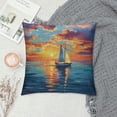 thumbnail image 2 of Orinice Sailboat Ocean Sunset Graphic Decorative Cushion Throw Pillow Cover Summer Printed 1PC 18x18in, 2 of 5