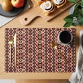 thumbnail image 2 of Red Brown Geometric Placemats Set of 12 Ethnic Southwest Country Place Mats Indoor Wipeable Table Mats Washable Cloth Dining Table Placemats for Kitchen Holiday Party Home Decor 13x19 Inch, 2 of 9