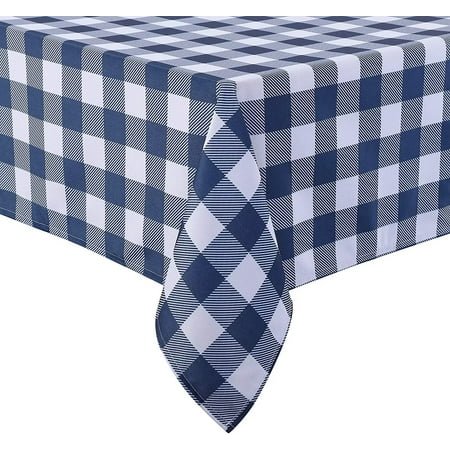 

GlowSol 52 x84 Farmhouse Tablecloth Buffalo Plaid Checkered Stain Resistant Waterproof Gingham Tablecloth Rectangle Table Cover Navy Blue