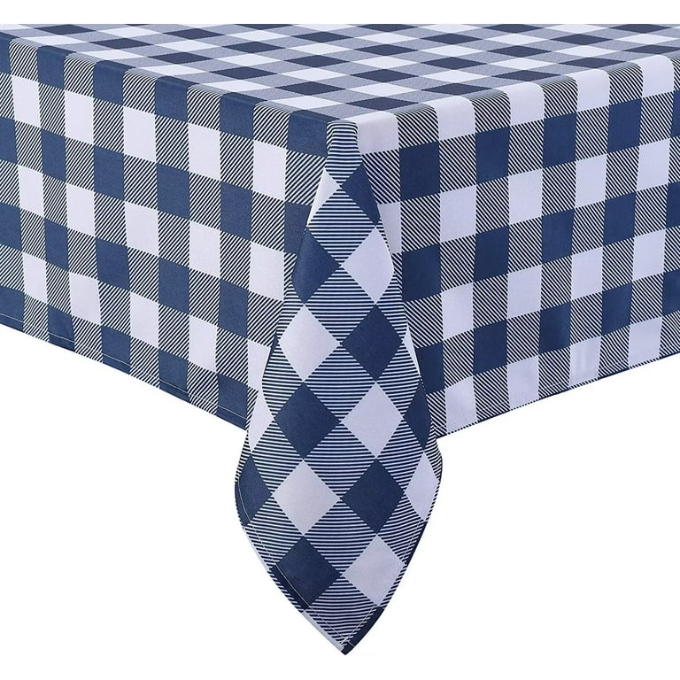 52 in. x 52 in. White and Navy Blue Polyester Gingham Checkered Square Tablecloth 52 in. x 52 in. White and Navy Blue Polyester Gingham Checkered Square Tablecloth