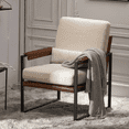 thumbnail image 6 of Tcbosik Accent Armchair, Modern Reading Chair with Iron Frame, Comfy Upholstered Leisure Chair with Pillow for Living Room, Bedroom, Balcony, Beige Linen, 6 of 8