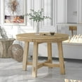 Extendable Round Dining Table for Six, Solid Wood Farmhouse Style