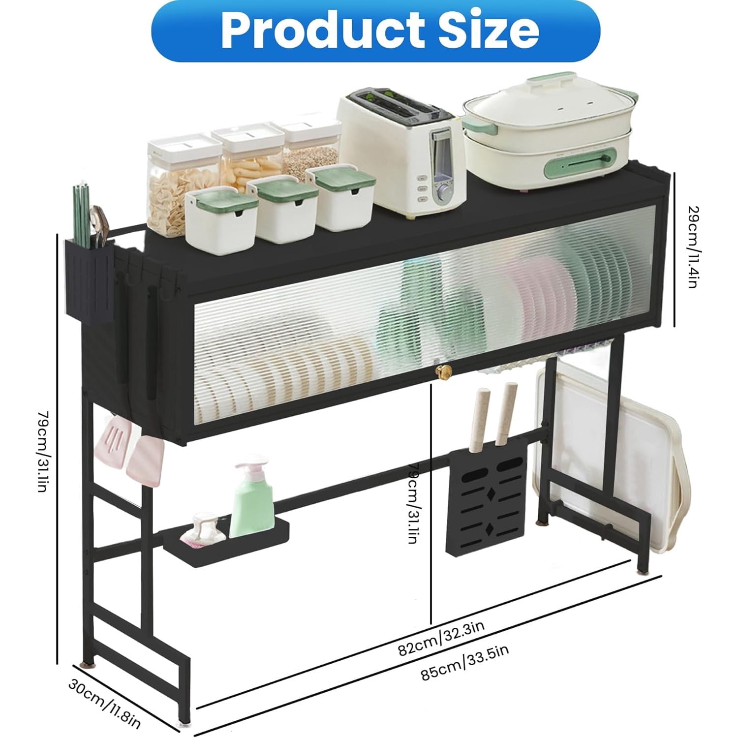 Dish Drying Rack, 3-Tier Over Sink Dish Drying Rack, 33.5" Over Sink Dish Rack for Small Kitchen, Black