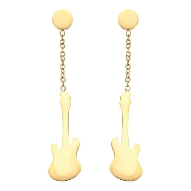 Aretes Pendientes Guitarra Eléctrica Oro 14k Laminado dorado Unitalla