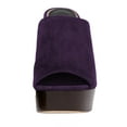 thumbnail image 4 of FSJ Women Casual Round Open Toe Mules Platform Slides Sandal Backless Wooden Block Chunky Heel Summer Dressy Slippers Shoes Size 13 Purple, 4 of 5