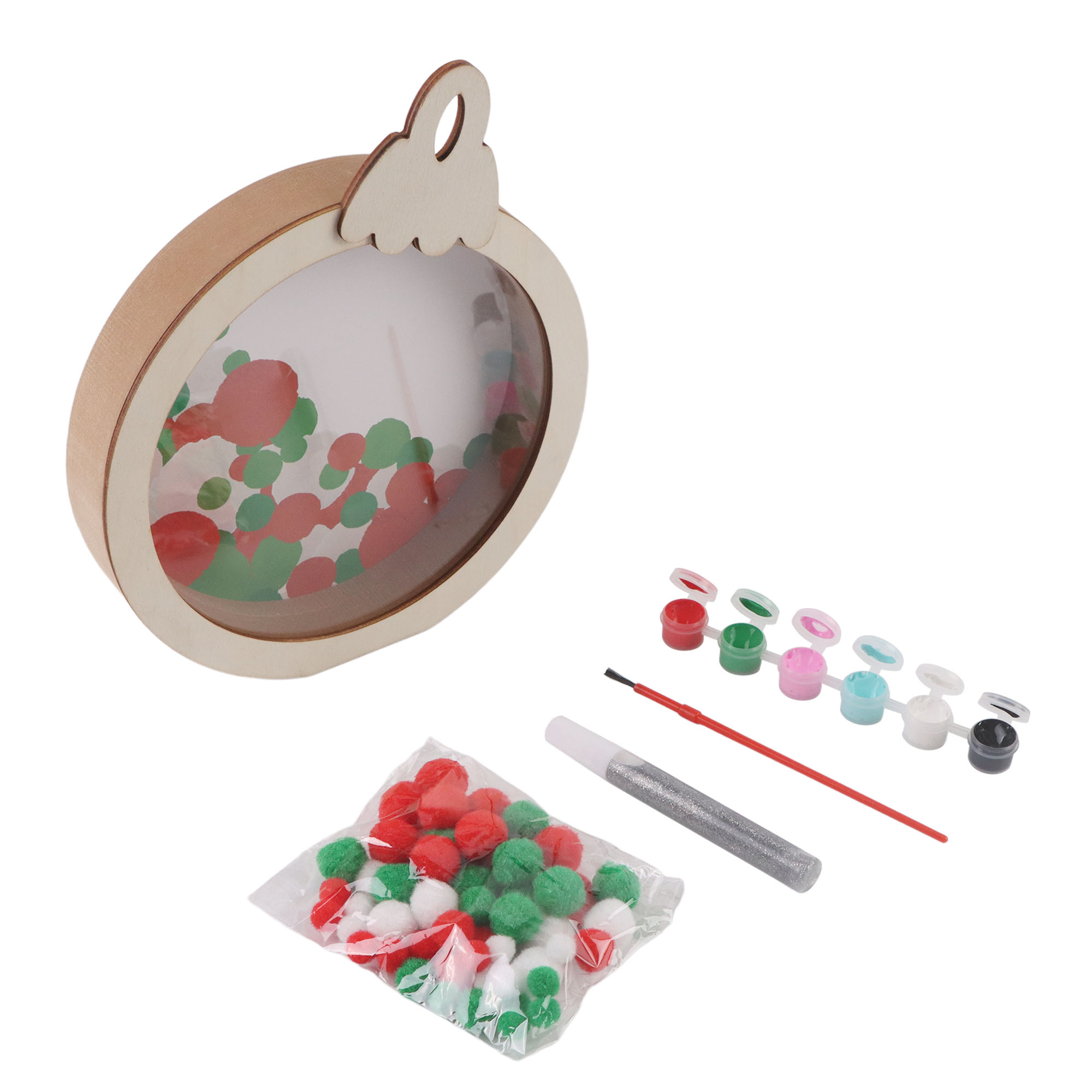 Holiday Time Fillable Ornament and Paint Kit, 9.87 x 9.76 x 1.26 Inch, Wooden Decoration, Unisex, Christmas
