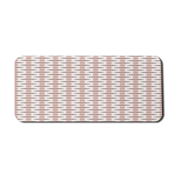 Folk Computer Mouse Pad, Simplistic Bohemian Motif with Abstract Shapes and Leaves Triangles, Rectangle Non-Slip Rubber Mousepad X-Large, 35" x 15" Gaming Size, Burnt Sienna Multicolor, by Ambesonne