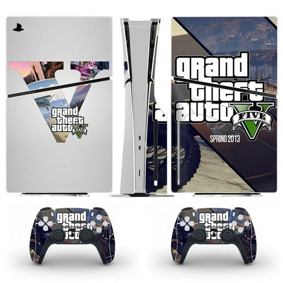 Playstation 5 Slim Ps5 Slim GTA Skin Decal And Controller Stickers Set, Scratch-resistant (Disk01)