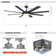 thumbnail image 6 of Parrot Uncle 60" Modern Black Large Dimmable LED Ceiling Fan with Lights and Remote for Living Room, Covered Patio, 6 of 15