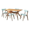 thumbnail image 2 of Noble House Banbury Mid Century Natural Walnut Wood Mint 5 Piece Dining Set, 2 of 14