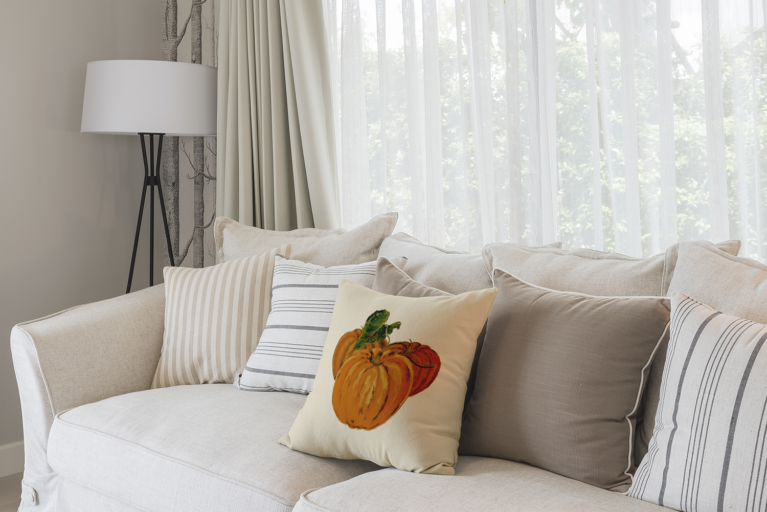 Simply Daisy 16" x 16" Tres Calabazas Holiday Print Pillow