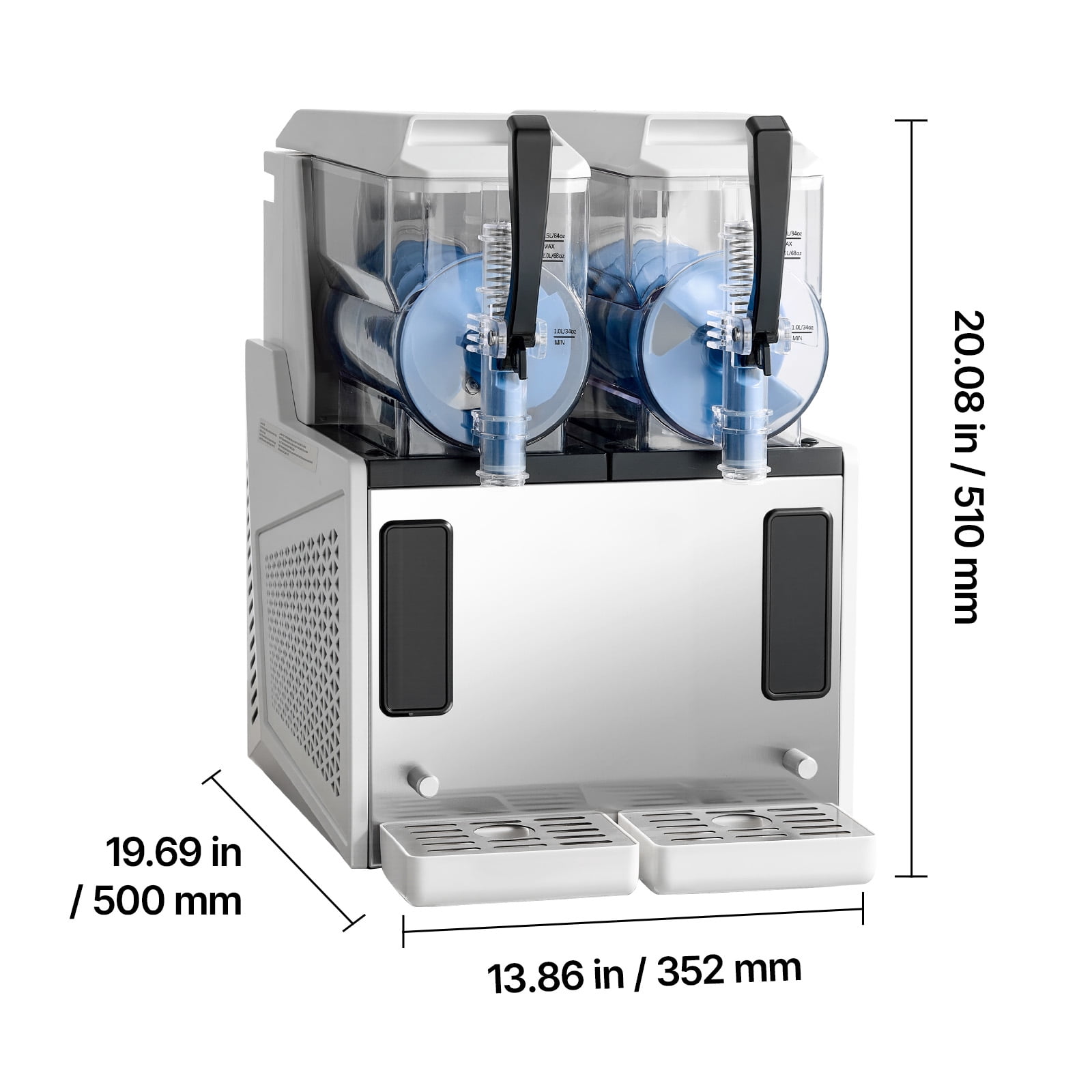 KFFKFF Dual-Tank Frozen Drink Machine, 3L/100oz Capacity Each, Home Slush Maker with Self-Cleaning Function, Ideal for Margaritas, Frappés, Milkshakes, and Other Frozen Beverages