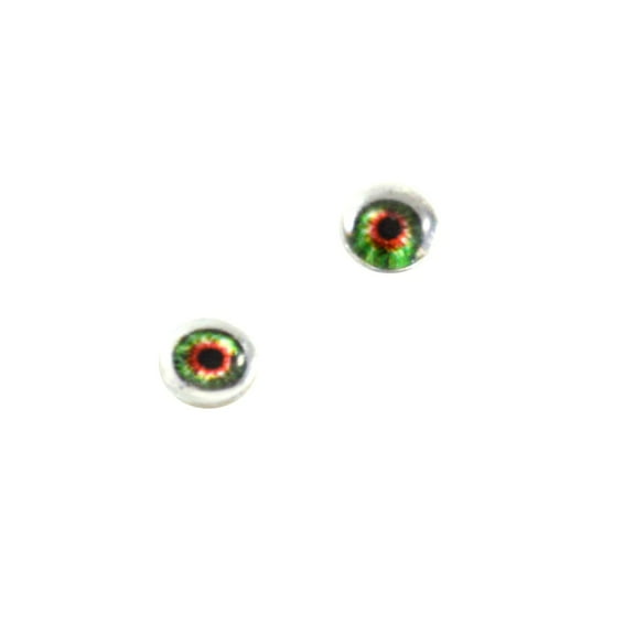 6mm Orange and Green Fantasy Doll Glass Eyes with Whites