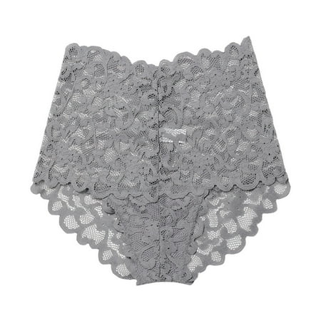 

TAIAOJING Women s Underwear Briefs Womens Lace Panties High Waist Hollow Out Transparent Abdominal Lift Briefs Ultra Thin Panties 6 Pack