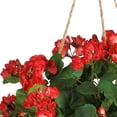 thumbnail image 2 of Nearly Natural 6609-RD 24in. Geranium Hanging Basket Silk Plant,Red,10.25" x 10.25" x 17.5" C38, 2 of 3
