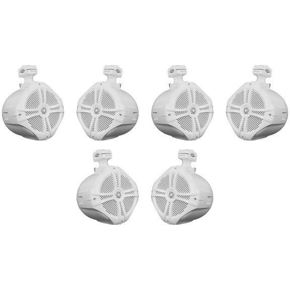 (6) Rockville RWB90W White 8" 300w Marine Wakeboard 360° Swivel Tower Speakers