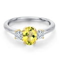 thumbnail image 3 of Gem Stone King 925 Silver and 10K Yellow Gold Canary Mystic Topaz and White Moissanite Engagement Ring for Women | 1.12 Cttw | Oval 7X5MM | Gemstone November Birthstone | Size 6, 3 of 7