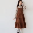 thumbnail image 3 of Coerni Girls Corduroy Elegant Dress Teen A Line Long Sleeve Vintage Princess Dress Spring Casual Solid Color Clothes Party Outfit, 3 of 8