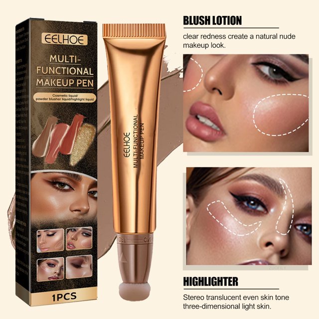 Face Liquid Highlight Blusher Natural Bronzer Eye Tint Peach Blush Creamy Makeup Multi-use Contour Stick Cheek Rubor CosmeticsLakerain-Blush 01 He Qiyong unisex
