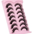 thumbnail image 4 of Faux Mink Lashes Fluffy Cat Eye Natural Look False Eyelashes Volume Wispy Fox Eye Crossed 17MM Thick Fake Lashes Look Like Eyelash Extensions Pestañas 7 Pairs Pack, 4 of 7