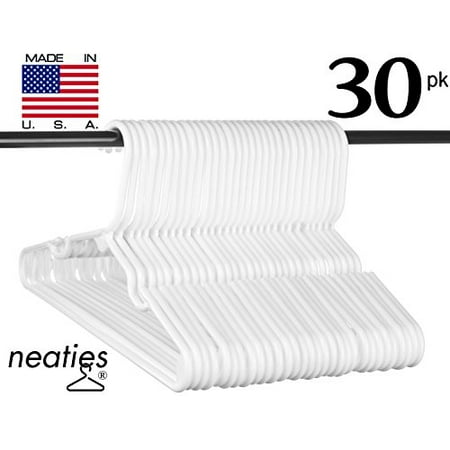 Best Children's White Plastic Hangers, USA Made Long Lasting Tubular Hangers, Set of 30