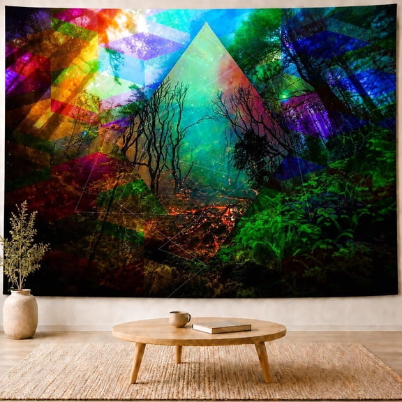 Forest Tapestry Tree of Life Tropical Rainforest Tapestry Wall Hanging Colorful Nature Landscape Mystical Psychedelic Spiritual Headboard for Bedroom Living Room Home Decor (30" x 40")