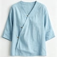 thumbnail image 4 of Neewe Women's Fashion 3/4 Sleeve Shirts, Plain V Neck Casual Pullover Tops Blouses with Spring Fall, 4 of 5