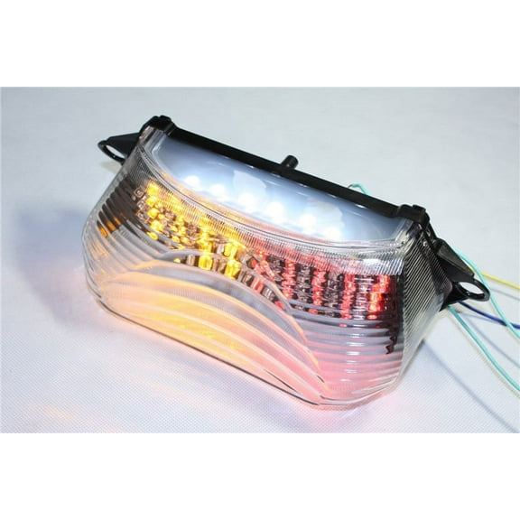 HTT Motorcycle Clear Led Tail Light Brake Light with Integrated Turn Signals Indicators For 1998-2005 Honda Super Hawk / VTR1000 / VTR1000F