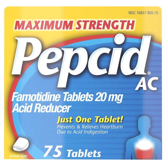Pepcid AC Maximum Strength Famotidine 20 mg, 75 Tablets