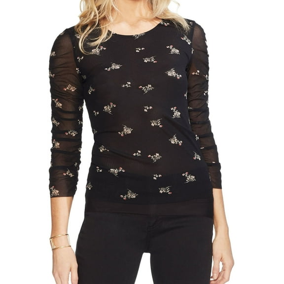 Vince Camuto Womens Desert Bouquet Pullover Blouse, Black, X-Small