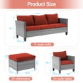 thumbnail image 5 of CHYVARY 5-Set Outdoor Gray PE Wicker Furniture Wide Seat Conversation Couch Set Extra Ottomans Design for Lawn, Patio and Porch,  Red, 5 of 6