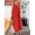 thumbnail image 4 of Chouyatou Women's Summer Casual Sleeveless Cotton Sun Dress Maxi Tunic Tank Beach Dress with Pocket, 4 of 4