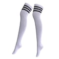 thumbnail image 2 of Rayas para mujer Calcetines altos por de Medias de cristal Calcetines de rayas negras SM SunniMix Calcetines por encima de la rodilla, 2 of 8