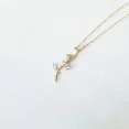thumbnail image 3 of 14K Yellow, White & Rose Gold Plated Rose Flower Pendant Necklace, Diamond-Cut Charm, Elegant Women's Jewelry, 3 of 3