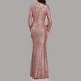 thumbnail image 5 of Ashirexll Womens Prom dress, Soild Fashion V-Neck Sequins Dress Long Sleeve Party Long Dresses, Formal Dresses for Women Evening Party Pink S, 5 of 8