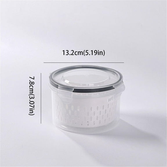 Jierger Fruit Vegetable Storage Containers for Fridge Draining Fresh Containers 3 In 1 Produce Savers Storage Containers Large Organizer Bins with Lid & Colander 3.07x5.19in