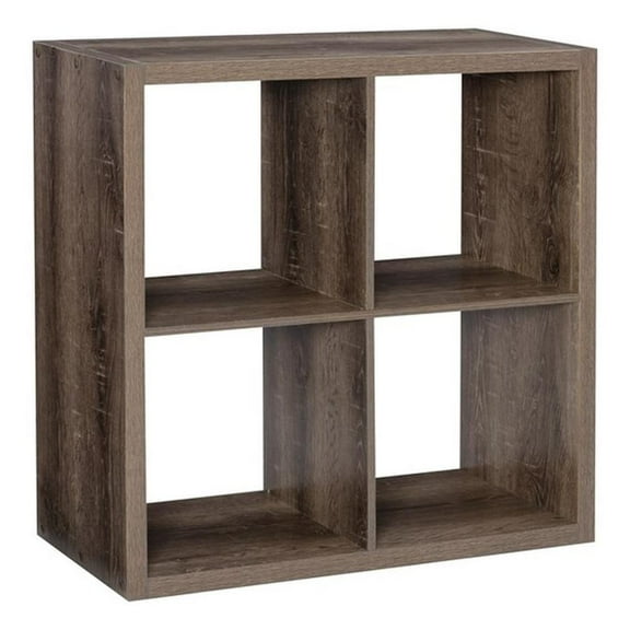 Kingfisher Lane Modern Four Cubby Wood Storage Cabinet in Gray