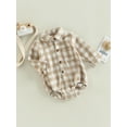 thumbnail image 3 of Bagilaanoe Newborn Baby Girl Boy Oversized Romper Shirts Plaid Print Long Sleeve Bodysuit 6M 12M 18M 24M Infant Casual Tee Tops, 3 of 7