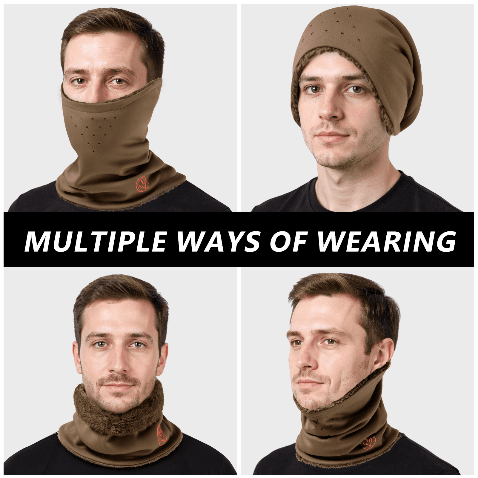 BASSDASH Unisex Winter Neck Gaiter Warmer Insulated Fleece Hunting Face Mask Water Resistant for Fishing Hiking Skiing